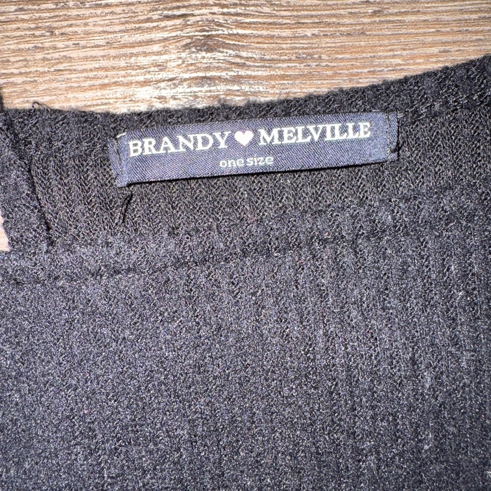 Brandy Melville Black Ribbed Skater Dress One Size A-Line Square Neck - Picture 4 of 8